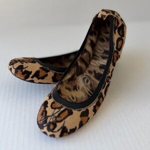NWOB Sam Edelman Monogram SE Leopard Calf Hair Ballet Flats 8